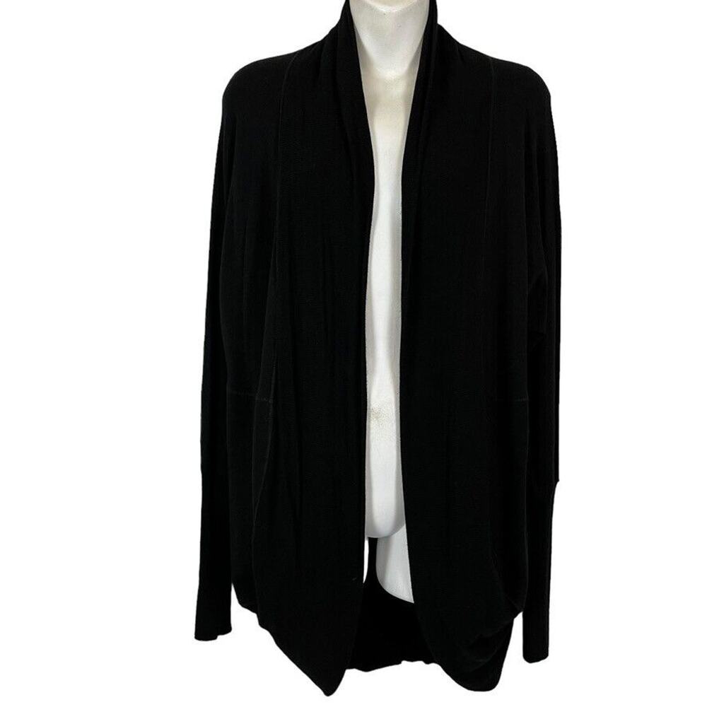 H by Bordeaux Womens Black Open Style Soft Cozy Stretch Knit Cardigan Sweater S